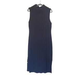 525 Revolve Cable Knit Turtleneck Black Sleeveless Pullover Midi Dress Sz Large